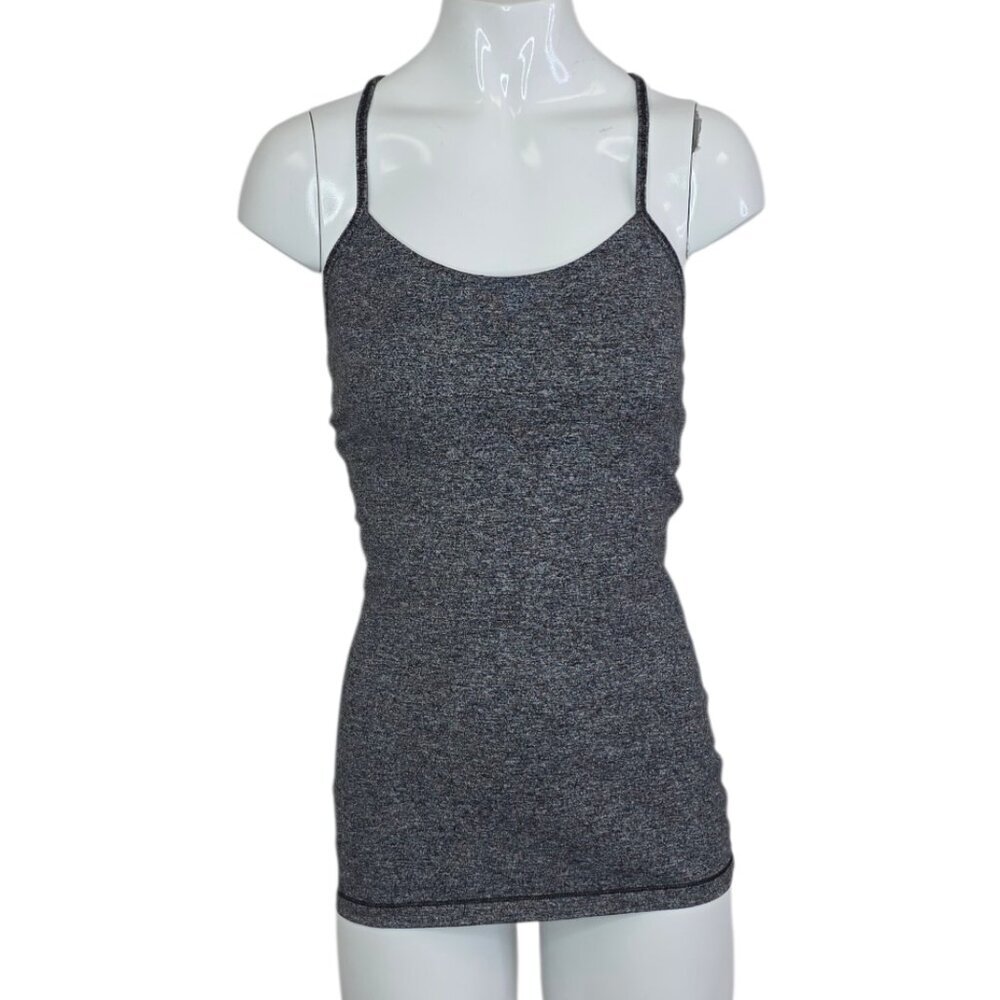 Lululemon Power Pose Tank, Heathered Grey Black, Athletic Top, Size 4